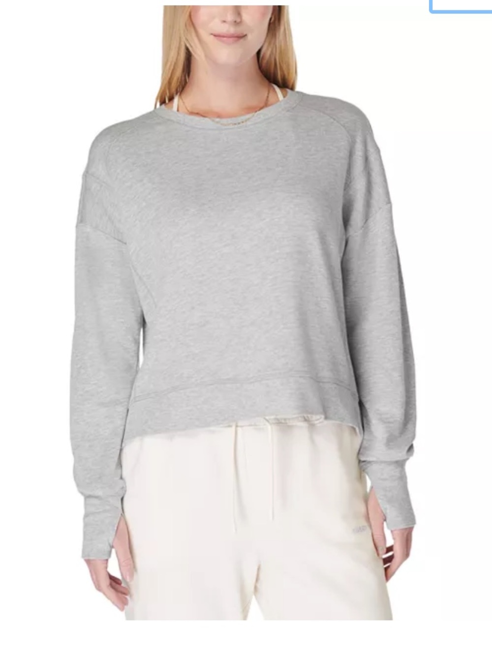 Sweaty Betty After Class Crop Crewneck Sweatshirt Gray Large‎